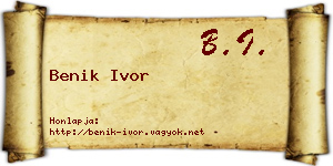 Benik Ivor névjegykártya